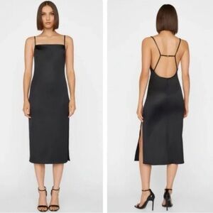 Christian LaCroix Black Beaded Satin Midi
Slip Dress Cowl Neck Tank Dress sz 8